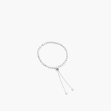 925 sterling silver sphere slider bracelet with polished bead design and adjustable sliding closure.
