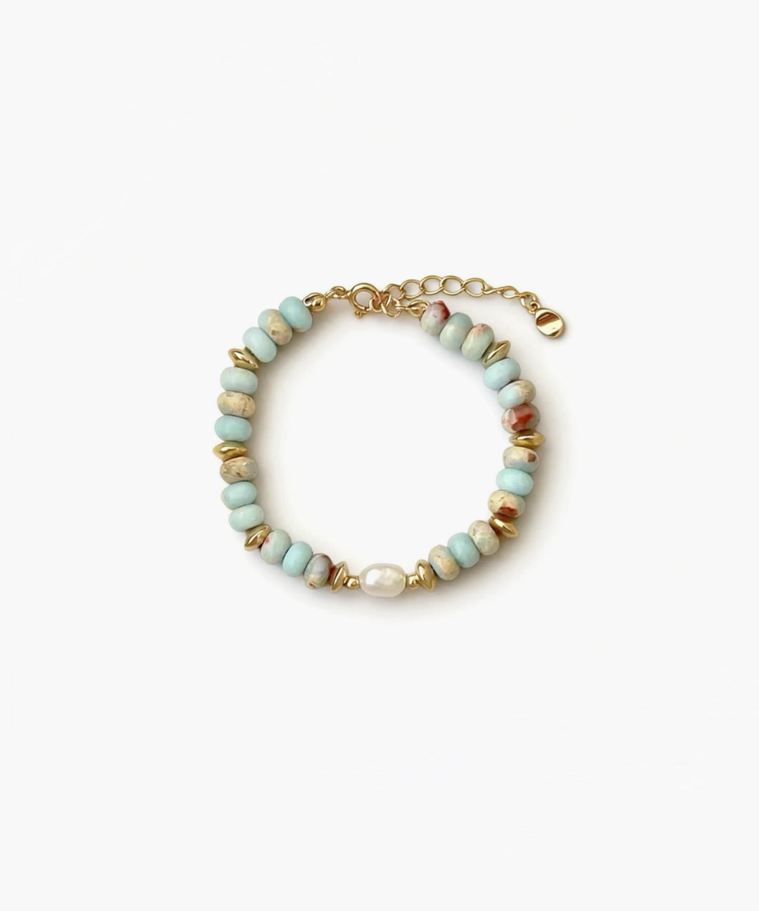 Minimal stone and pearl bracelet with gold accents by About Ease
