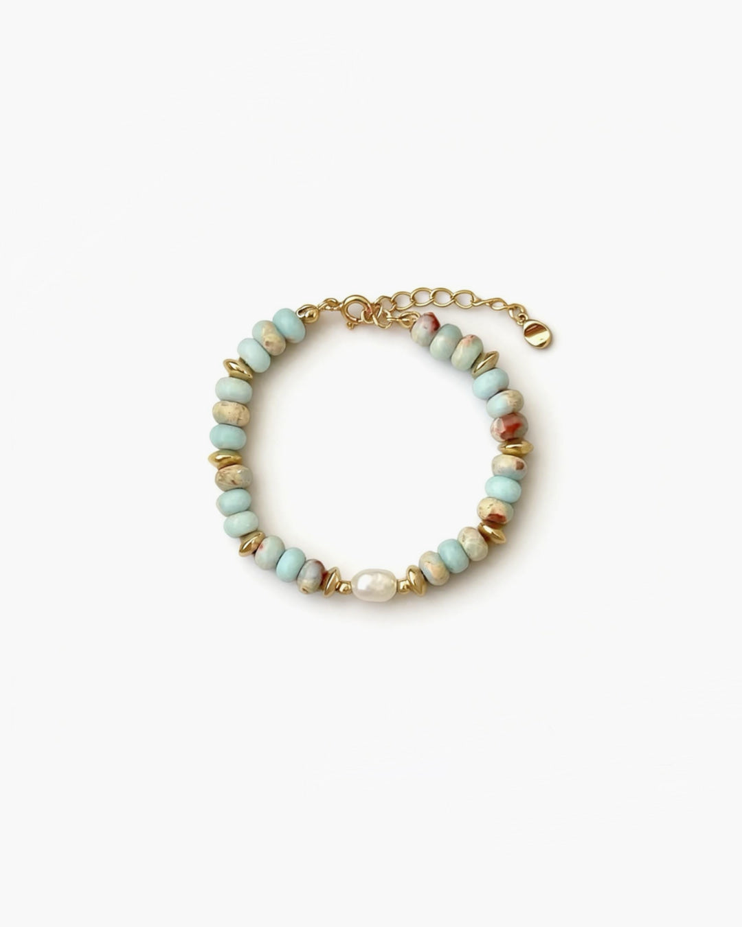 Minimal stone and pearl bracelet with gold accents by About Ease