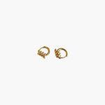 Twisted gold hoop earrings with spiral design minimalist small hoops front view