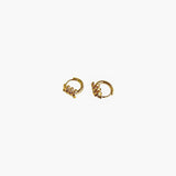 Twisted gold hoop earrings with spiral design minimalist small hoops front view